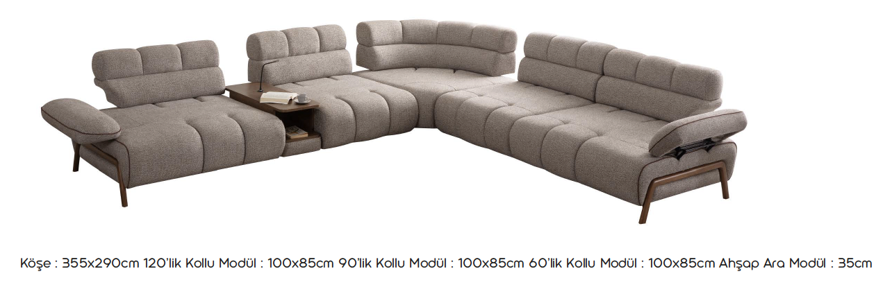 Lotus Köşe Takımı - Ceviz Ayak